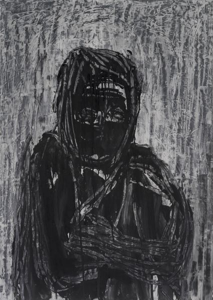 Black Figure, 2003, Acrylic Ink on paper, 100x71cm